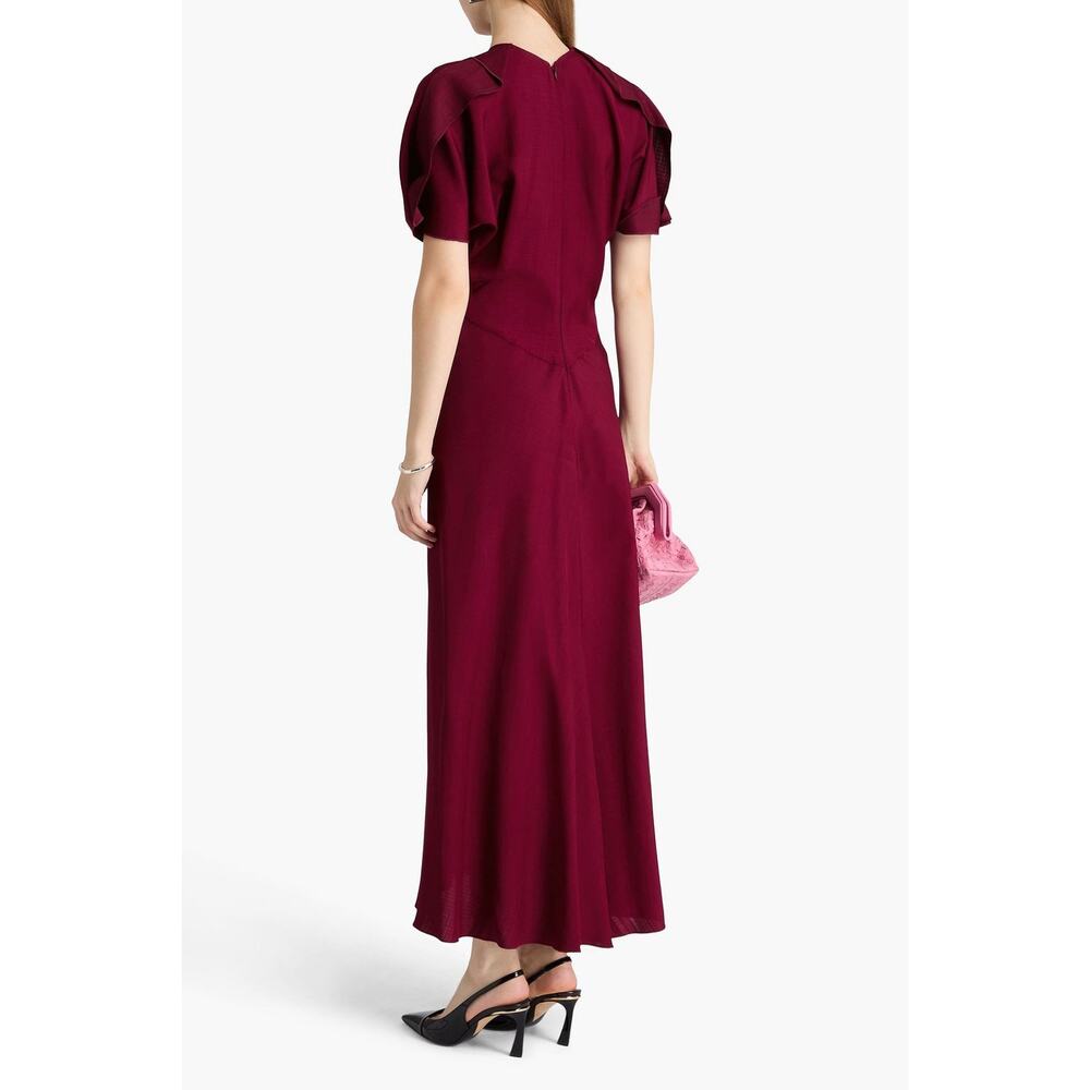 Victoria Beckham Draped V Neck Midi Dress in Port UK 4 US 0 - Picture 3 of 4